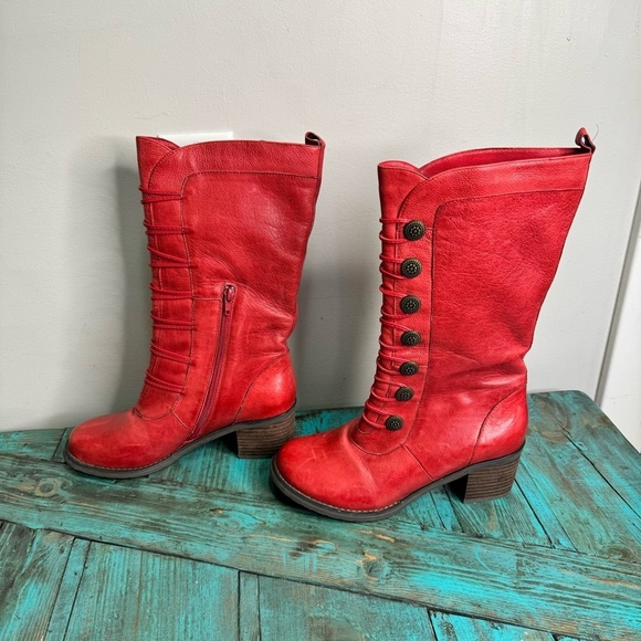 Miz Mooz Normandy Red Leather Mid Calf Boot Size 7.5 - Picture 3 of 13
